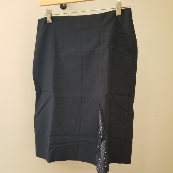 Speechless Retro Black Pencil Skirt with Polka Dot Kick Pleat - Picture 3 of 5